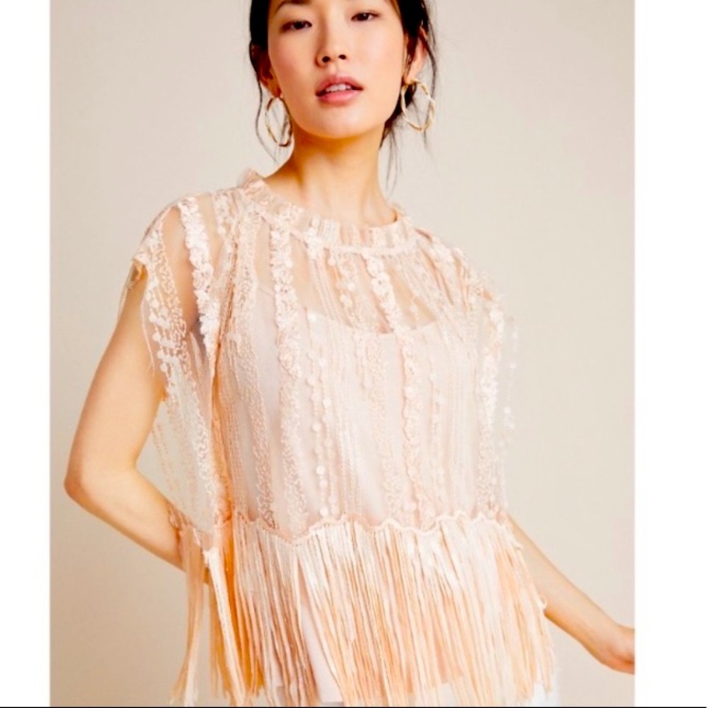 Anthropologie Cici Fringe sequin top Eva Franco
